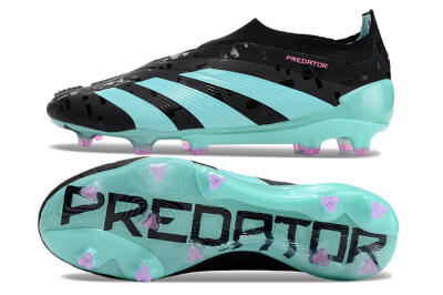 Adidas Predator+ Elite Laceless FG Low-Tops Football Boots - Black/Jade/Pink