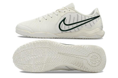 Nike Tiempo Legend 10 Academy IC Low-Tops Football Shoes - White/Green