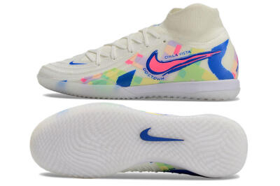 Nike Phantom Luna Elite NU IC High-Tops Football Shoes - Beige/Blue/Yellow/Pink