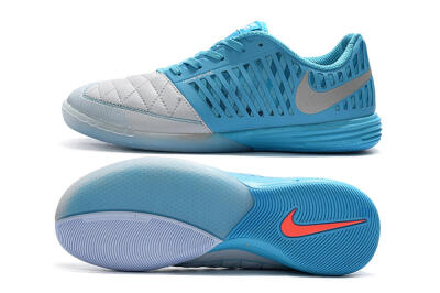 Nike Lunar Gato 2 IC Low-Tops Football Shoes - White/Blue/Silver