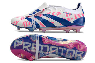 Adidas Predator Elite Foldover Tongue FG Low-Tops Football Boots - White/Pink/Blue
