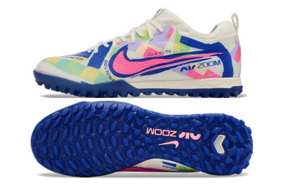 Nike Air Zoom Mercurial Vapor 15 Pro TF Low-Tops Football Shoes - White/Pink/Blue/Yellow