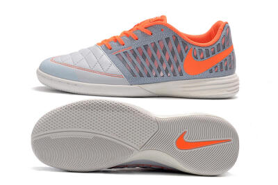 Nike Lunar Gato 2 IC Low-Tops Football Shoes - White/Grey/Orange