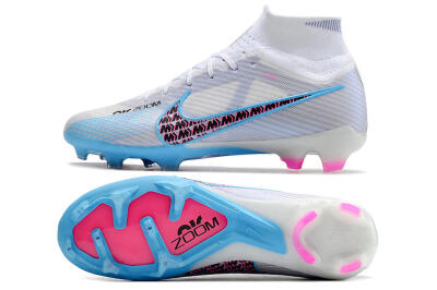 Nike Air Zoom Mercurial Superfly 9 Elite FG High-Tops Football Boots - White/Blue/Pink