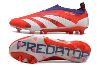 Adidas Predator+ 24 Elite Laceless FG Low-Tops Football Boots - Red/White/Purple