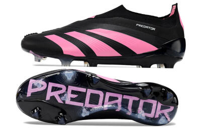 Adidas Predator+ 24 Elite Laceless FG Low-Tops Football Boots - Black/Pink