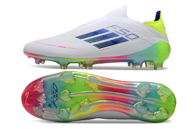 Adidas F50 Elite Laceless FG Low-Tops Football Boots - White/Blue/Pink/Yellow