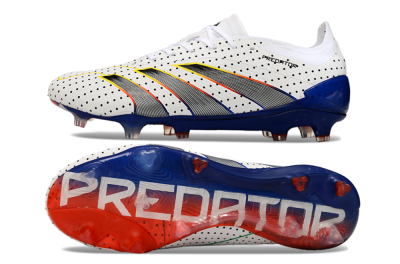 Adidas Predator 24 Elite Euphoria FG Low-Tops Football Boots - White/Silver/Blue