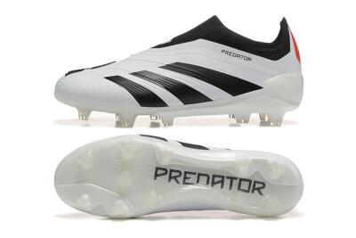 Adidas Predator 24 Elite Laceless FG Low-Tops Football Boots - White/Black/Red