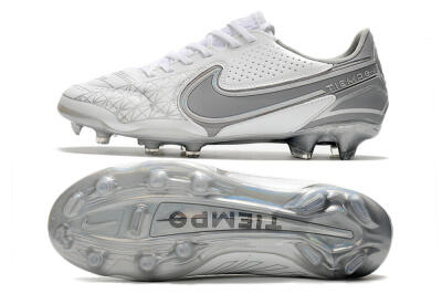 Nike Tiempo Legend 9 Elite FG Low-Tops Football Boots - White/Grey/Silver