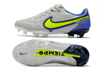 Nike Tiempo Legend 9 Elite FG Low-Tops Football Boots - White/Yellow/Blue
