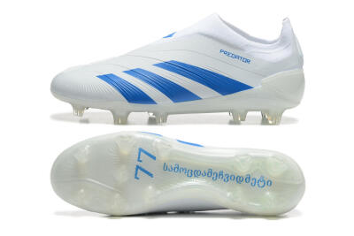 Adidas Predator Elite Laceless FG Low-Tops Football Boots - White/Blue