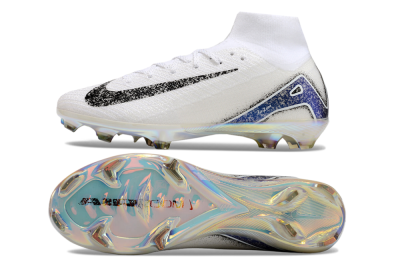 Nike Air Zoom Mercurial Superfly 10 Elite FG High-Tops Football Boots - White/Black/Blue/Gold