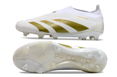 Adidas Predator Elite Laceless FG Low-Tops Football Boots - Beige/White/Gold