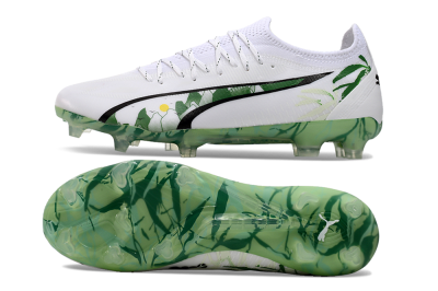 Puma Ultra Ultimate FG Low-Tops Football Boots - White/Black/Green