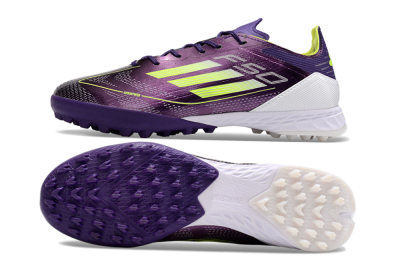 Adidas F50 Pro TF Low-Tops Football Shoes - Purple/Cloud White/Lucid Lemon