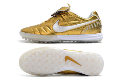 Nike Tiempo Legend 7 Elite R10 TF Low-Tops Football Shoes - Gold/White