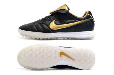 Nike Tiempo Legend 7 Elite R10 TF Low-Tops Football Shoes - Black/Gold/White