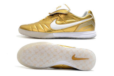 Nike Tiempo Legend 7 Elite R10 IC Low-Tops Football Shoes - Gold/White