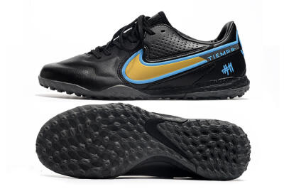 Nike React Tiempo Legend 9 Pro TF Low-Tops Football Shoes - Black/Gold/Blue