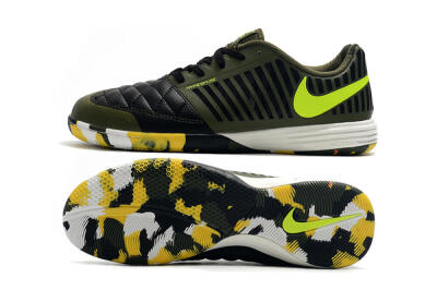 Nike Lunar Gato 2 IC Low-Tops Football Shoes - Black/Green/Yellow
