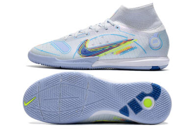 Nike Mercurial Superfly 8 Elite IC High-Tops Football Shoes - White/Blue/Yellow