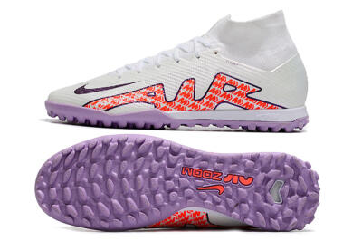 Nike Air Zoom Mercurial Superfly 9 Elite TF High-Tops Football Shoes - White/Red/Purple