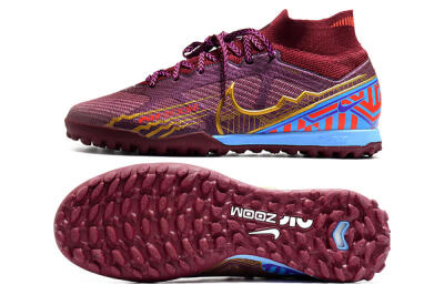 Nike Air Zoom Mercurial Superfly 9 Elite TF High-Tops Football Shoes - Red/Gold/Blue