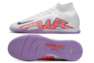 Nike Air Zoom Mercurial Superfly 9 Elite IC High-Tops Football Shoes - White/Black/Red/Purple