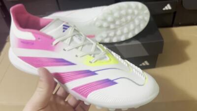 Adidas Predator 24 Elite TF Low-Tops Football Shoes - White/Pink/Blue/Yellow