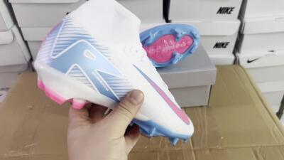 Nike Air Zoom Mercurial Superfly 10 Elite FG High-Tops Football Boots - White/Pink/Blue