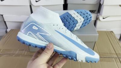 Nike Air Zoom Mercurial Superfly 10 Elite TF High-Tops Football Shoes - Jade/Beige/Blue