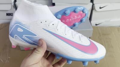 Nike Air Zoom Mercurial Superfly 10 Elite AG High-Tops Football Boots - White/Pink/Blue