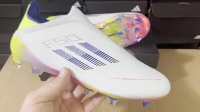 Adidas F50 Elite Laceless FG Low-Tops Football Boots - White/Blue/Pink/Yellow