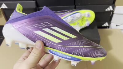 Adidas F50+ Lightstrike Pro FG Low-Tops Football Boots - Purple/Yellow/Blue