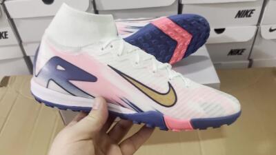 Nike Air Zoom Mercurial Superfly 10 Elite TF High-Tops Football Shoes - White/Pink/Blue