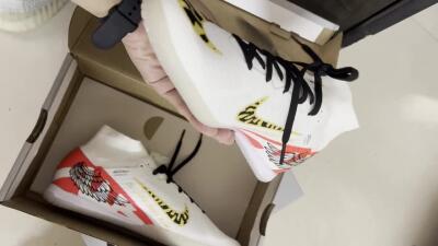 Nike Air Zoom Mercurial Superfly 9 Elite IC High-Tops Football Shoes - White/Gold/Red