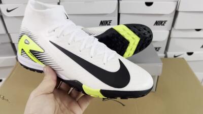 Nike Air Zoom Mercurial Superfly 10 Elite TF High-Tops Football Shoes - White/Black/Yellow
