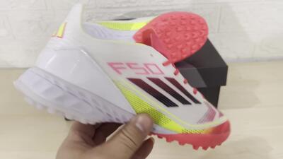 Adidas F50 Elite TF Low-Tops Football Shoes - White/Red/Yellow