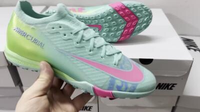 Nike Air Zoom Mercurial Vapor 16 Elite TF Low-Tops Football Shoes - Jade/Pink/Blue