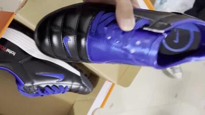 Nike Total 90 II TF Low-Tops Football Shoes - Black/Blue/White