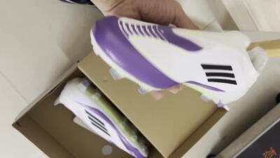 Messi x Adidas F50 Elite Laceless FG Low-Tops Football Boots - White/Black/Purple