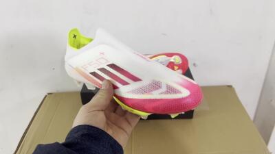 Adidas F50+ Elite Lightstrike Pro Laceless FG Low-Tops Football Boots - White/Red/Yellow