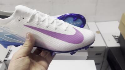 Nike Air Zoom Mercurial Vapor 16 Elite FG Low-Tops Football Boots - White/Purple/Blue