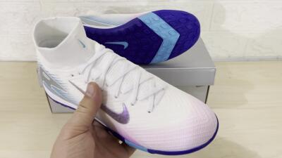 Nike Air Zoom Mercurial Superfly 10 Elite TF High-Tops Football Shoes - White/Purple/Blue
