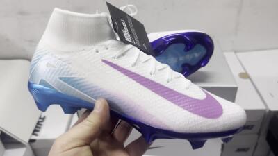 Nike Air Zoom Mercurial Superfly 10 Elite FG High-Tops Football Boots - White/Purple/Blue