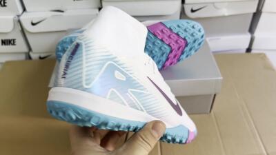 Nike Air Zoom Mercurial Superfly 10 Elite TF High-Tops Football Shoes - White/Purple/Blue