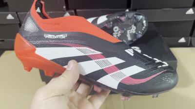 Adidas Predator Laceless Elite 25 FG Low-Tops Football Boots - Black/White/Red