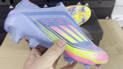 Adidas F50+ Elite Laceless FG Low-Tops Football Boots - Blue/Yellow/Pink