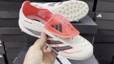 Adidas Predator Elite Foldover Tongue TF Low-Tops Football Shoes - Beige/Black/Red